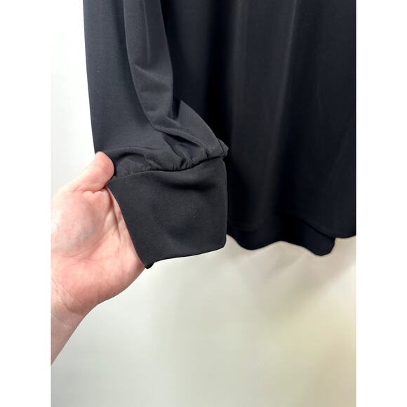 Chicos Black Long Sleeve Keyhole Neckline Detail Blouse Size 2 MEDIUM - Picture 3 of 7